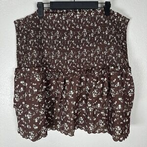 Hyacinth House‎ Tuckernuck Size XXL Steff Chocolate Brown Floral Mini Skirt
